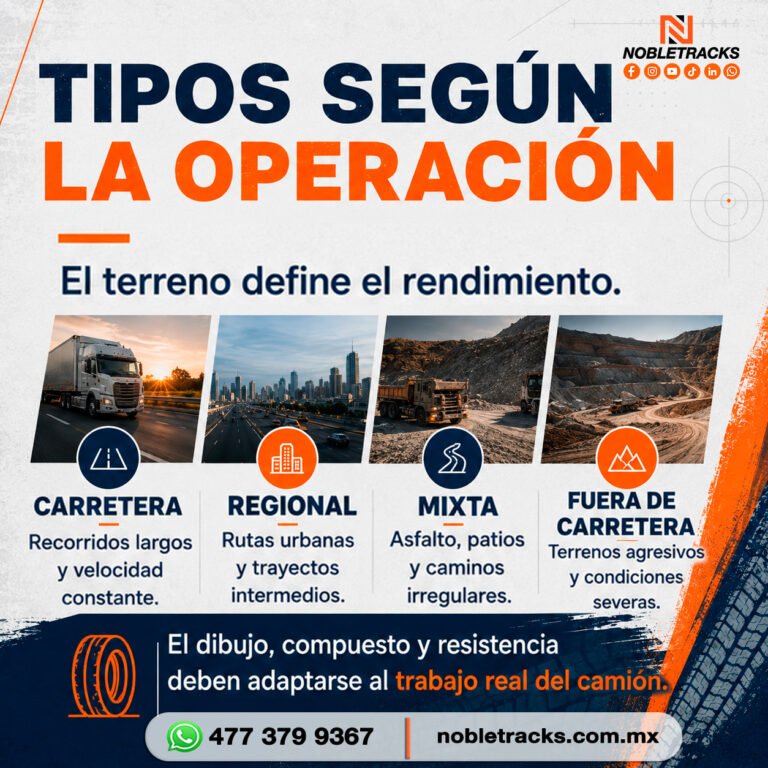 Tipos de llantas para camión según la operación